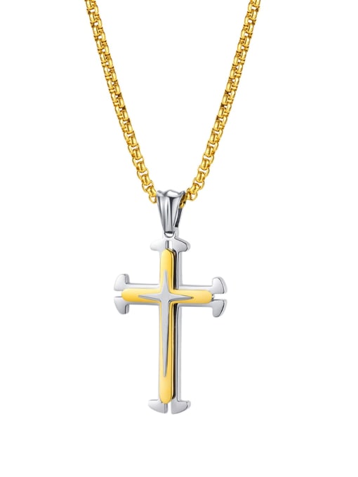 [golden pendant chain 4*70cm] Titanium Steel Cross Minimalist Necklace